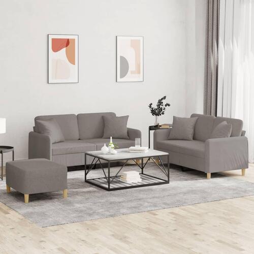 3 personers sofa med puder stof gråbrun