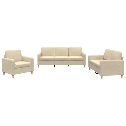 3 personers sofa med hynder stof cremefarvet