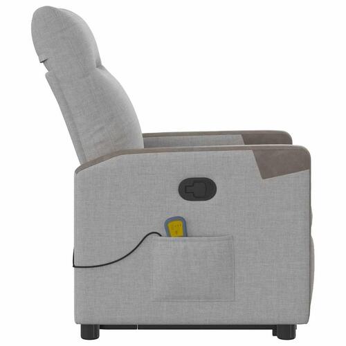 Massagestol med løftefunktion stof skygrå