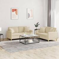 2 personers sofa med puder stof cremefarvet