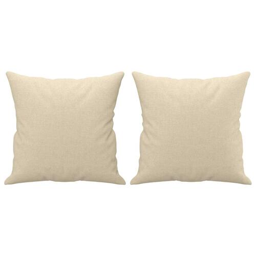 2 personers sofa med puder stof cremefarvet