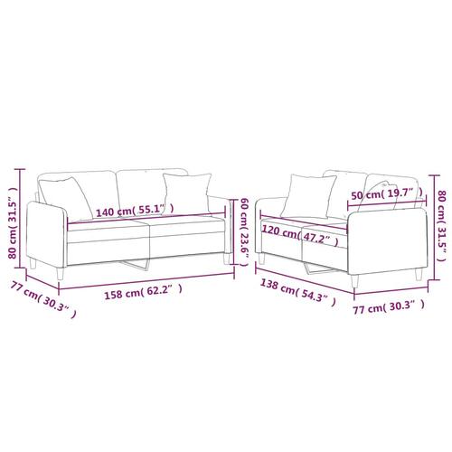 2 personers sofa med puder stof cremefarvet