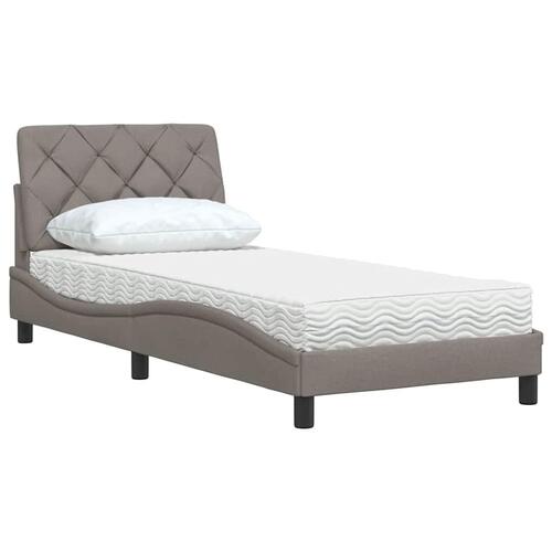 Seng med madras 90x190 cm stof gråbrun