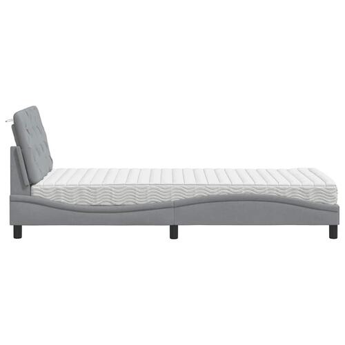 Seng med madras 90x190 cm stof lysegrå