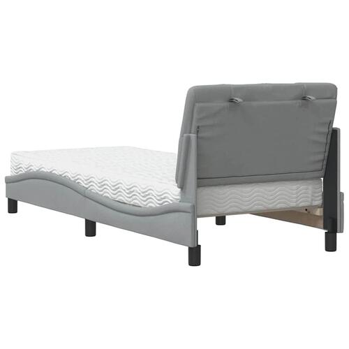 Seng med madras 90x190 cm stof lysegrå