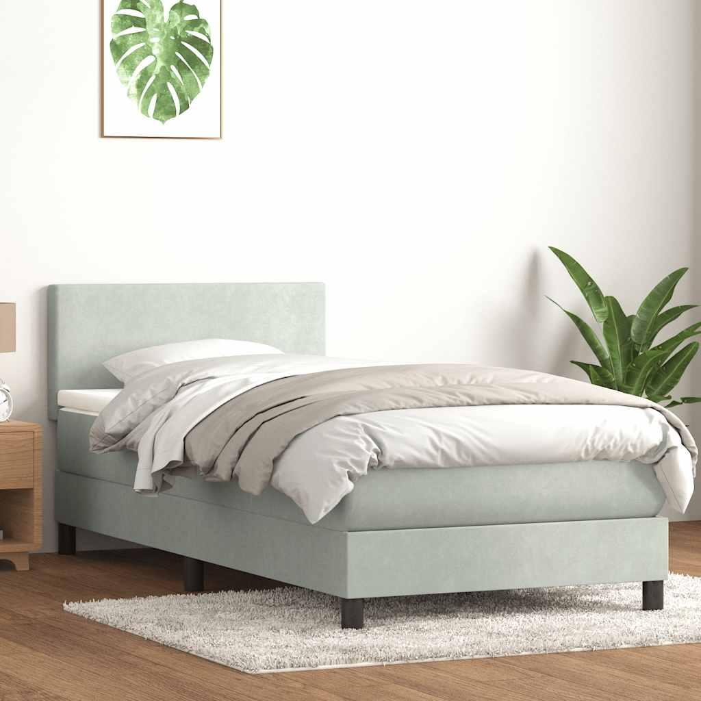 Kontinentalseng med madras lysegrå 90x210 cm fløjl billede