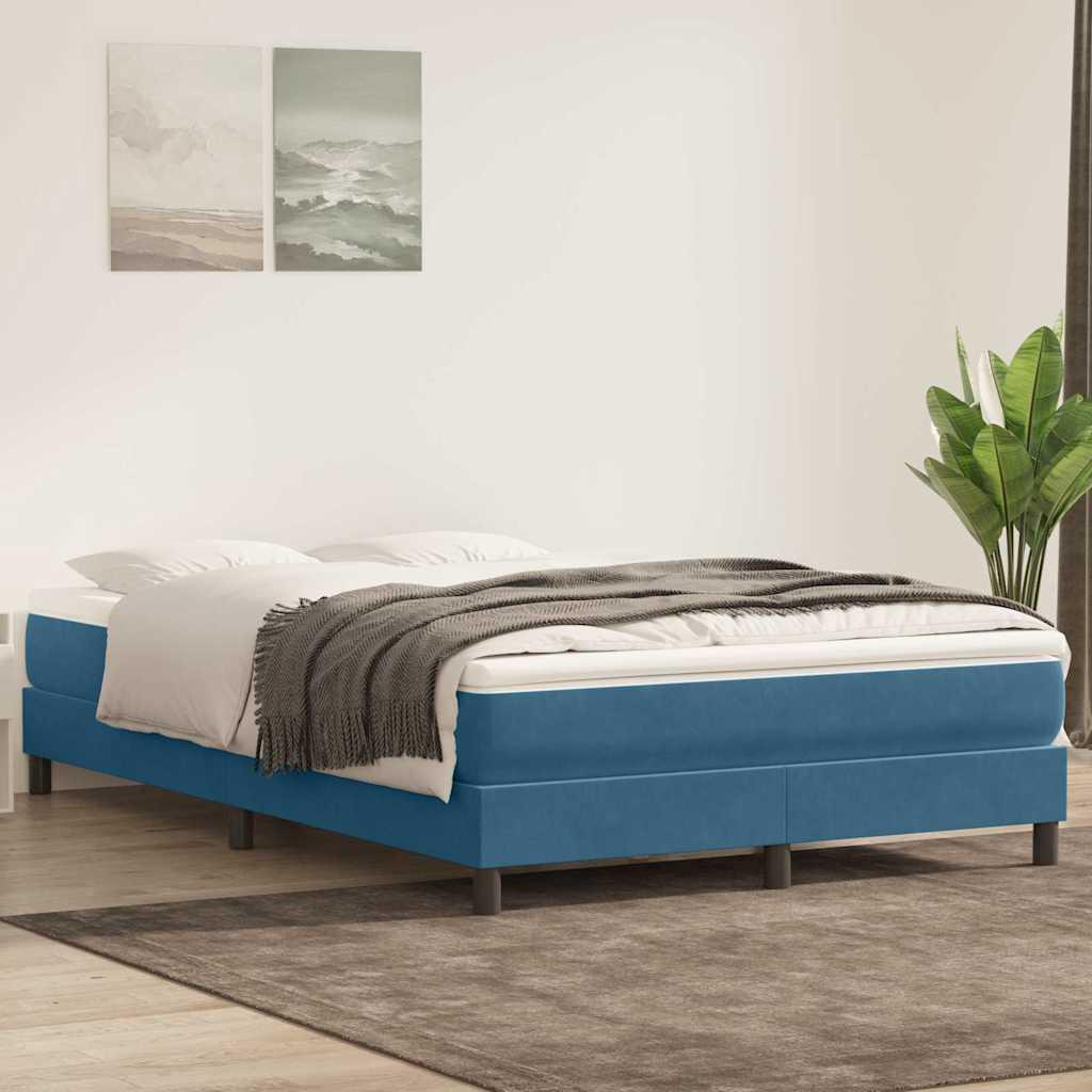 Kontinentalseng med madras 160x210 cm fløjl mørkeblå