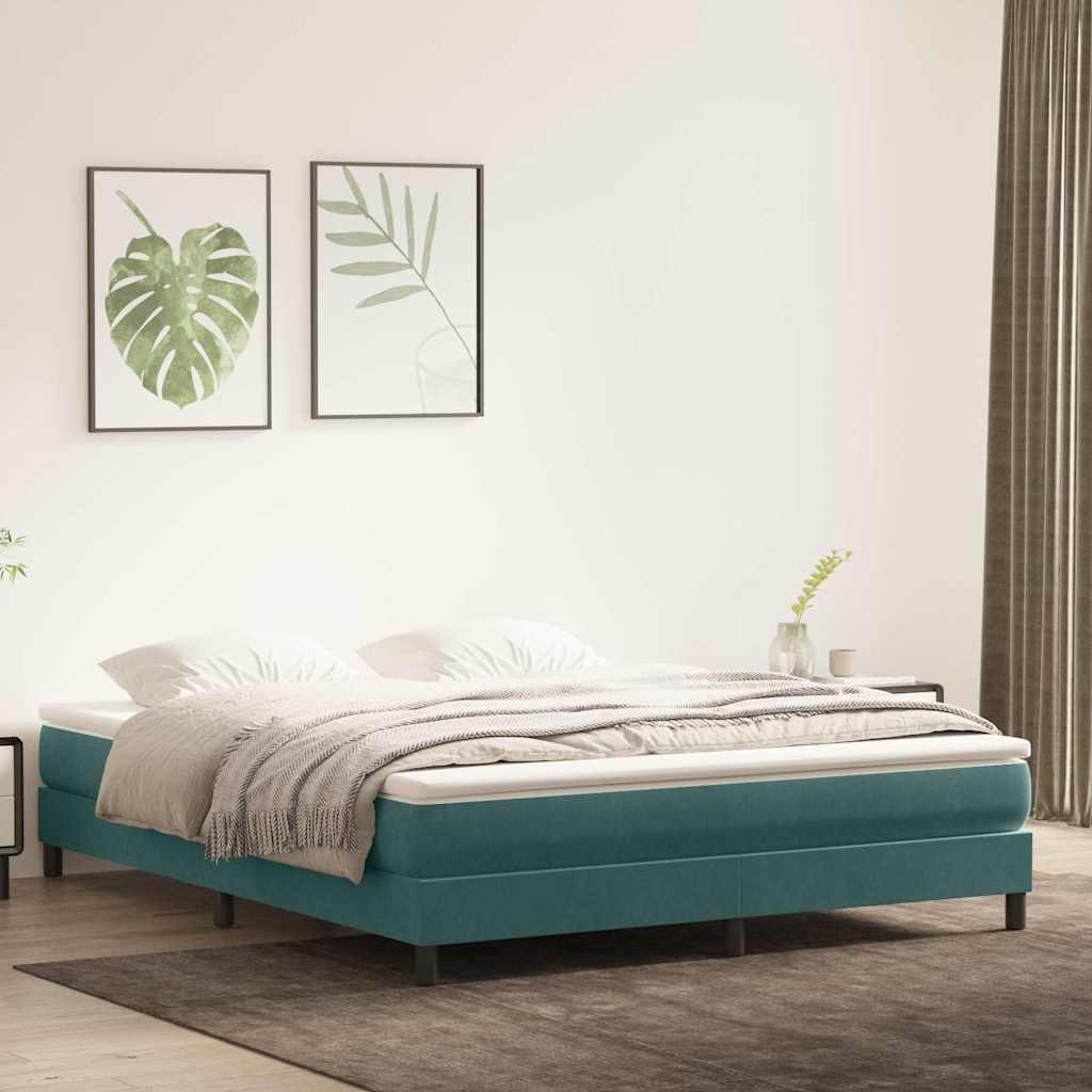 Kontinentalseng uden madras 180x220 cm fløjl mørkegrøn billede