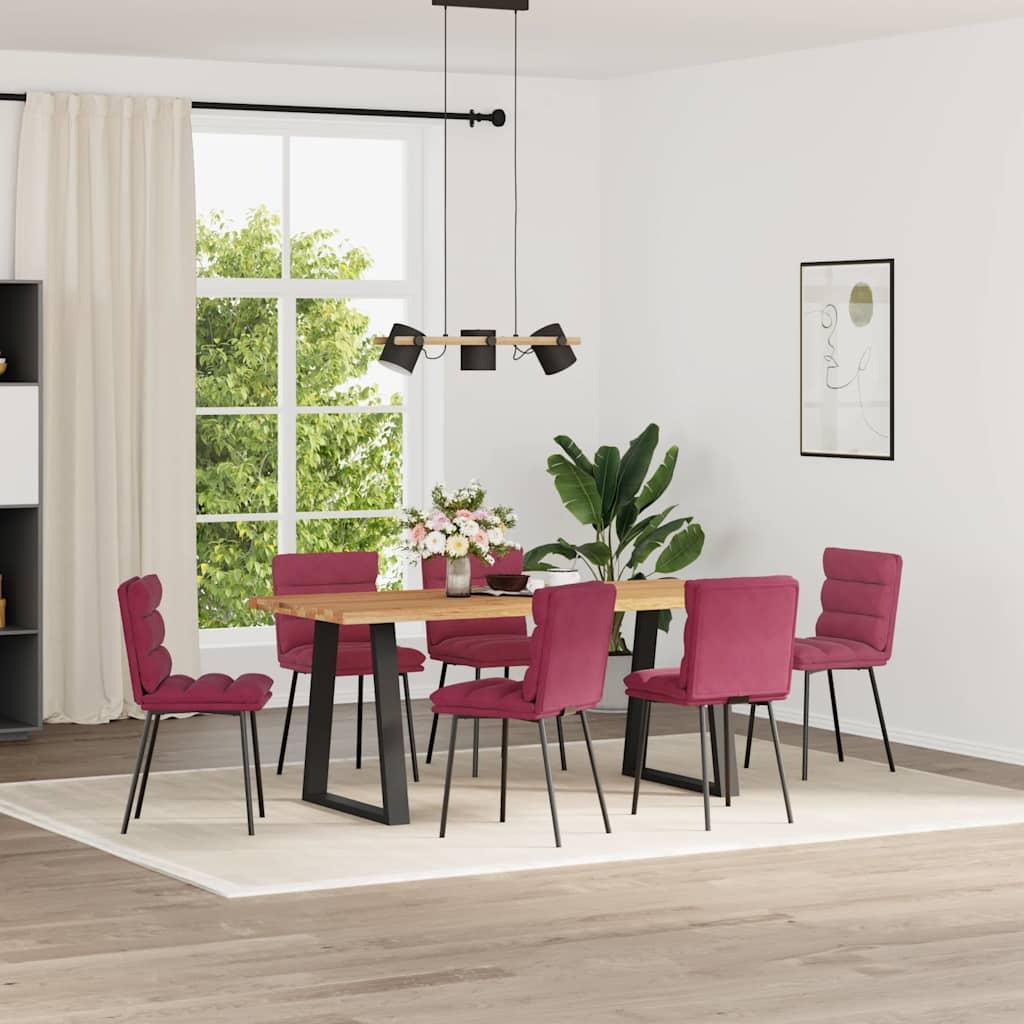 Spisebordsstole 6 stk. velour vinrød