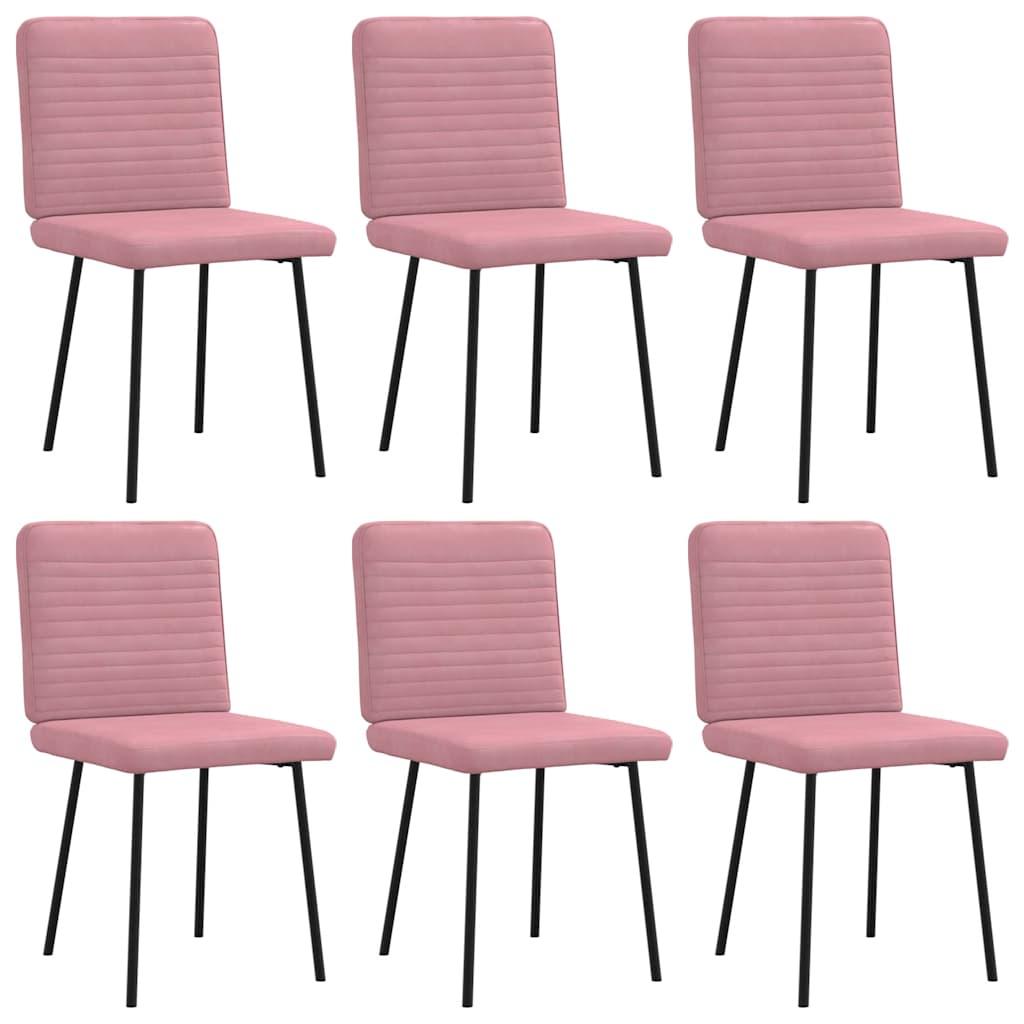 Spisebordsstole 6 stk. velour lyserød
