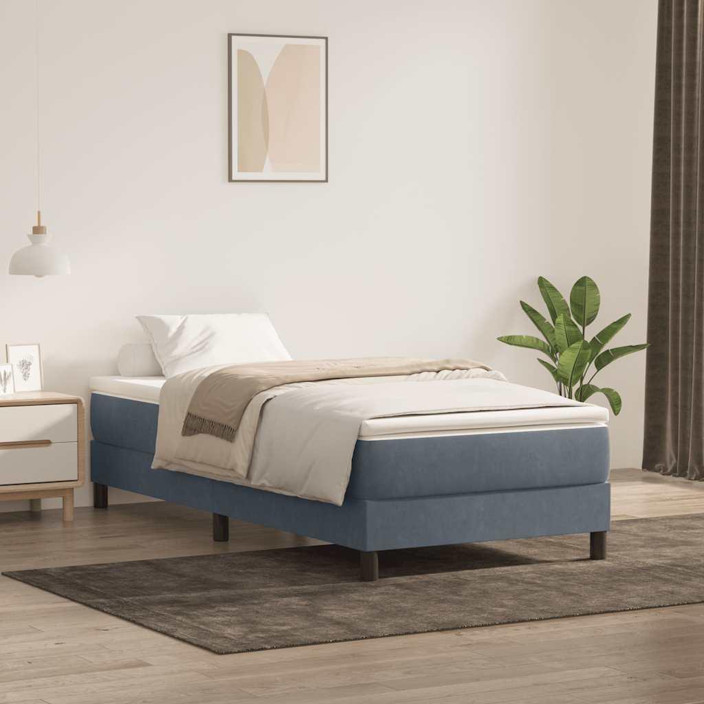 Kontinentalseng uden madras 90x220 cm fløjl mørkegrå billede