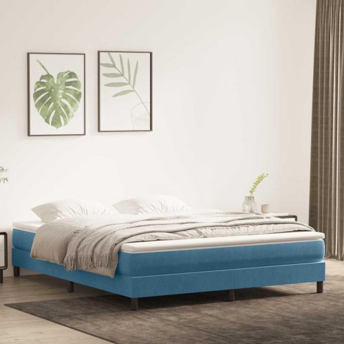 Kontinentalseng uden madras 180×220 cm - fløjl, mørkeblå