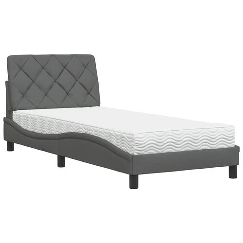 Seng med madras 90x190 cm stof mørkegrå