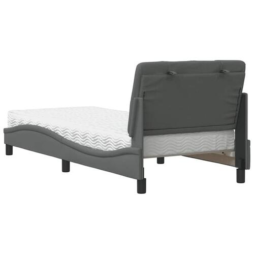 Seng med madras 90x190 cm stof mørkegrå