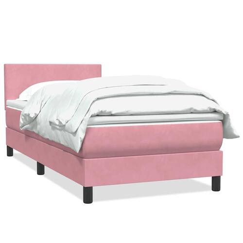 Kontinentalseng med madras lyserød 80x210 cm fløjl