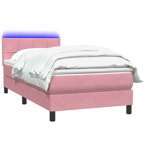 Kontinentalseng med madras lyserød 80x210 cm fløjl