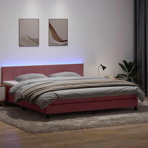 Kontinentalseng med madras 200x210 cm fløjl lyserød