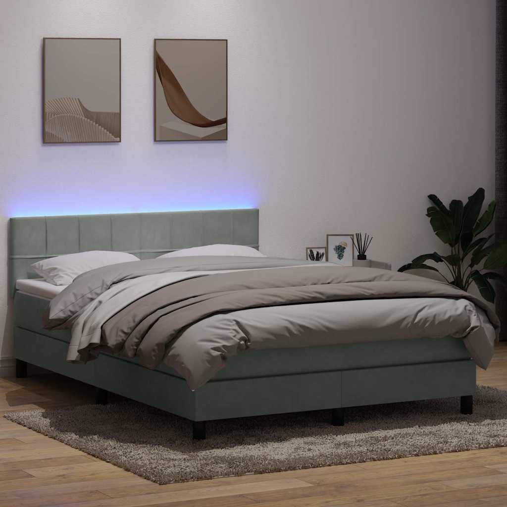Kontinentalseng med madras 140x210 cm fløjl lysegrå