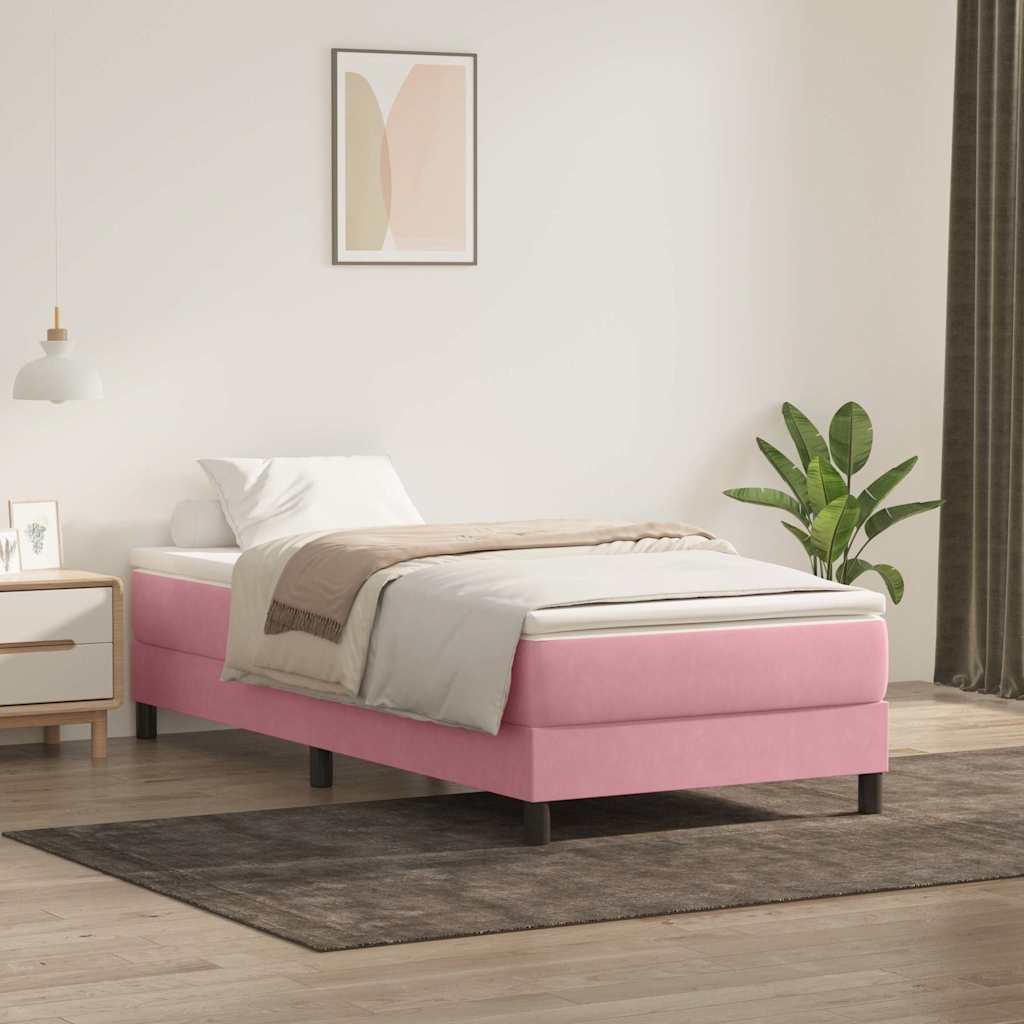 Kontinentalseng uden madras 100x220 cm fløjl lyserød