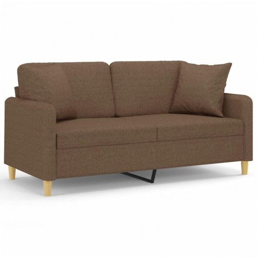 2-personers sofa med pyntepuder 140 cm - stof, brun