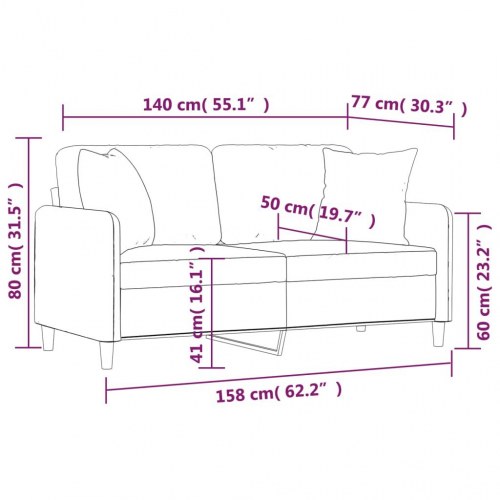 2-personers sofa med pyntepuder 140 cm - stof, brun