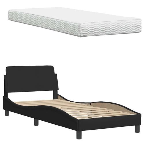 Seng med madras 90x190 cm stof sort