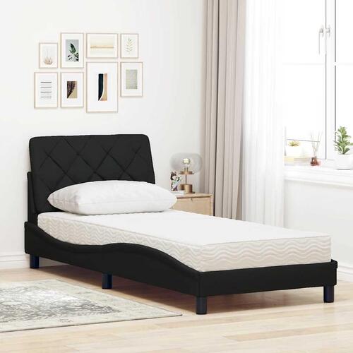 Seng med madras 90x200 cm stof sort