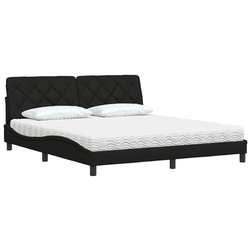 Seng med madras 180x200 cm stof sort