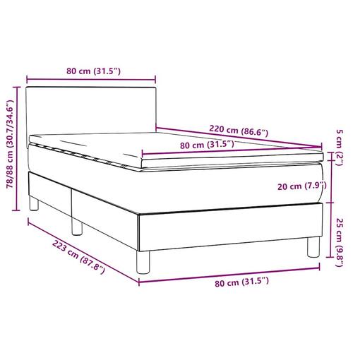 Kontinentalseng med madras mørkeblå 80x220 cm fløjl