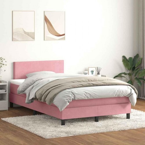 Kontinentalseng med madras 120×220 cm - velour, lyserød