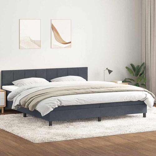 Kontinentalseng med madras 200x210 cm fløjl mørkegrå