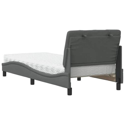Seng med madras 90x200 cm stof mørkegrå