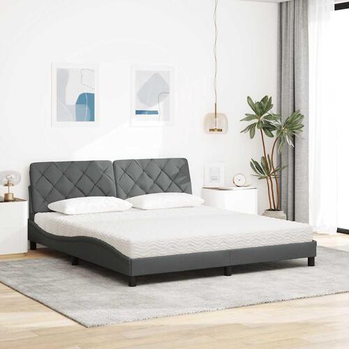 Seng med madras 180x200 cm stof mørkegrå