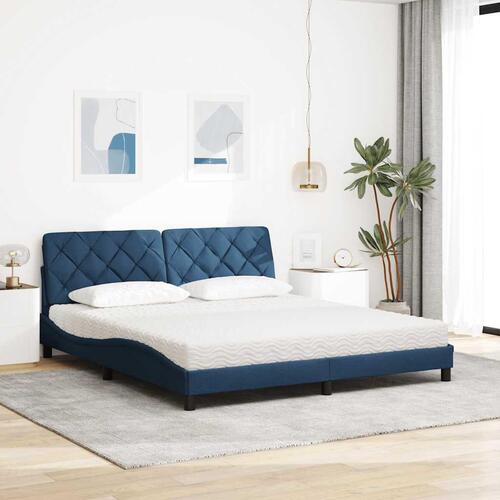 Seng med madras 180x200 cm stof blå