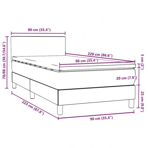 Kontinentalseng med madras 90x220 cm fløjl mørkegrøn