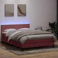 Kontinentalseng med madras 140x210 cm fløjl lyserød