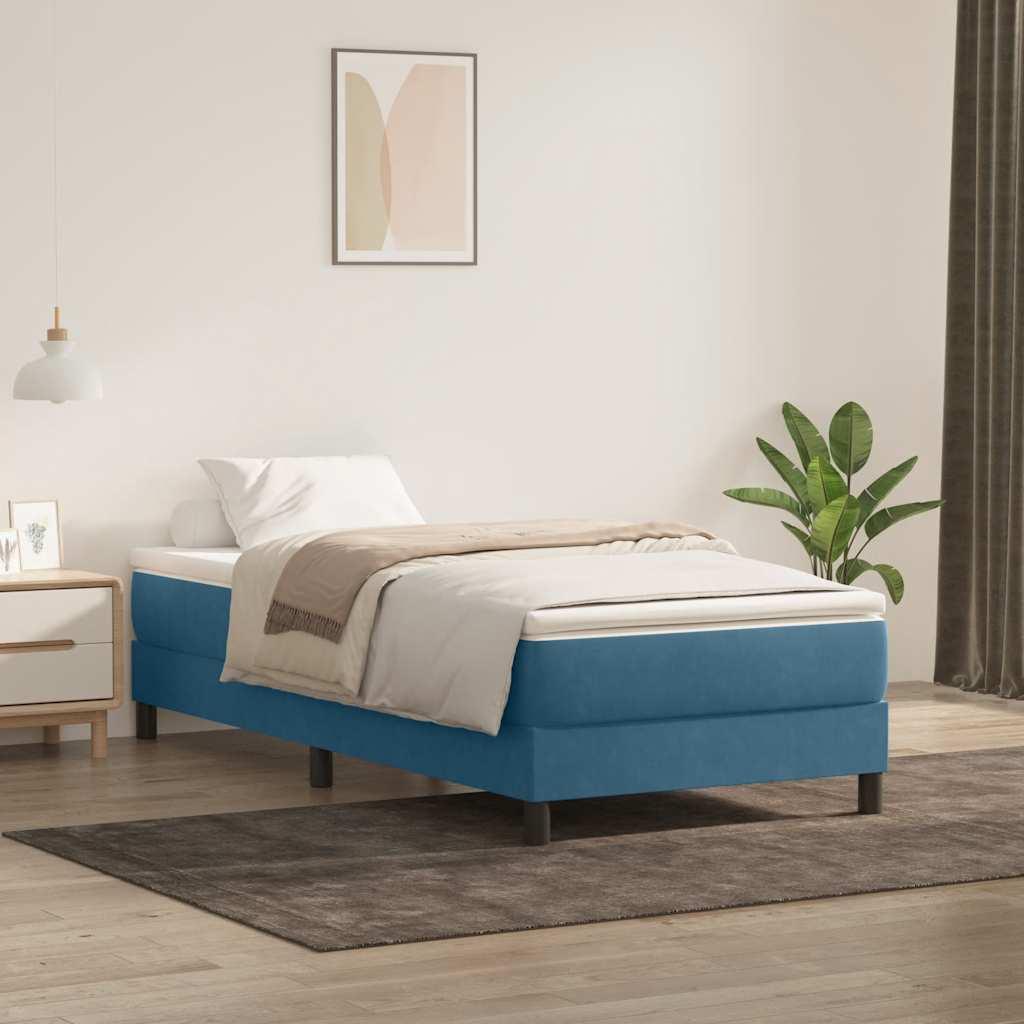Kontinentalseng med madras mørkeblå 80x220 cm fløjl