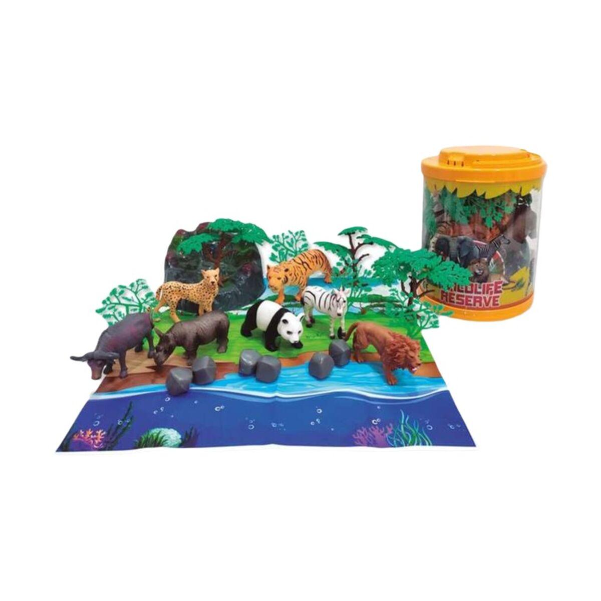 Playset med vilde dyr - 22 × 17 cm, multifarvet