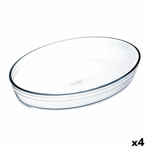 Ovn Fad Ô Cuisine Ocuisine Vidrio Gennemsigtig Glas Oval 40 x 28 x 7 cm (4 enheder) (OUTLET A)