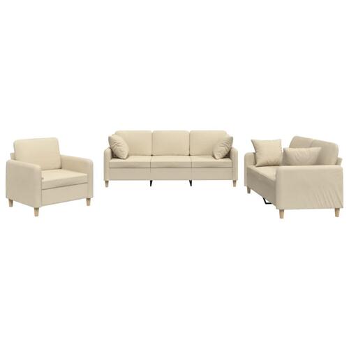 3 personers sofa med puder stof cremefarvet