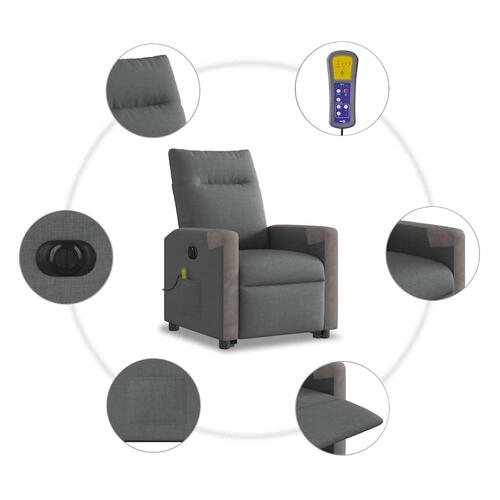 Elektrisk massagestol med løftefunktion stof mørkegrå