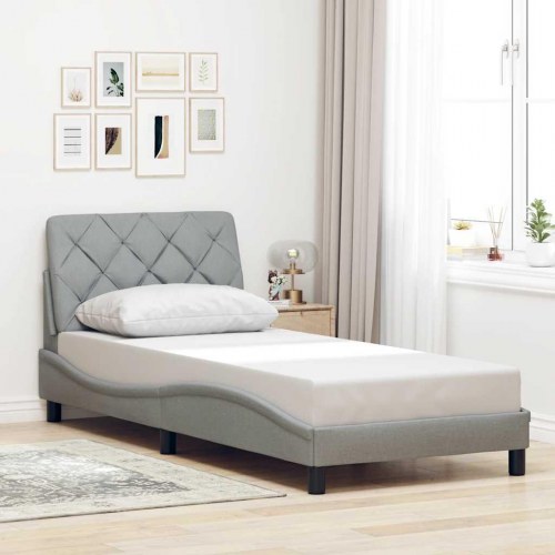 Sengeramme uden madras 80 x 200 cm i stof med hovedgærde - lysegrå