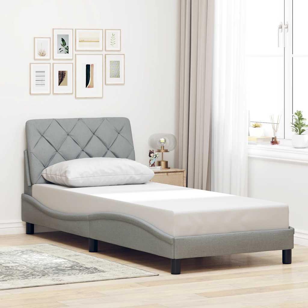 Sengeramme uden madras 80 x 200 cm i stof med hovedgærde - lysegrå