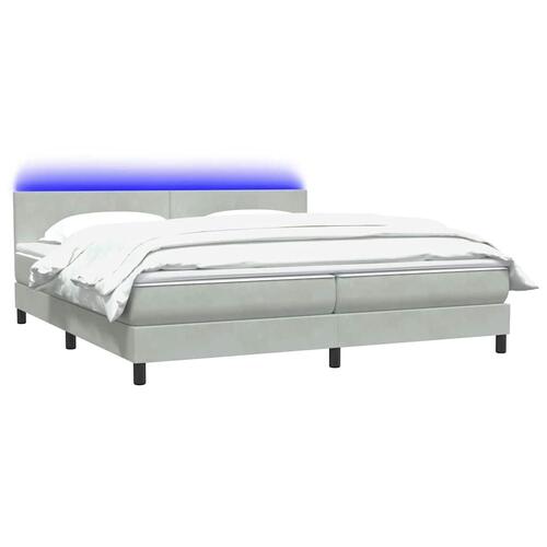 Kontinentalseng med madras lysegrå 200x210 cm fløjl