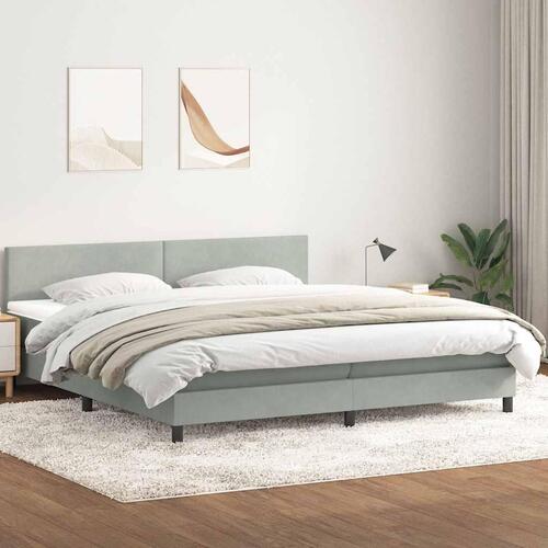 Kontinentalseng med madras lysegrå 200x210 cm fløjl