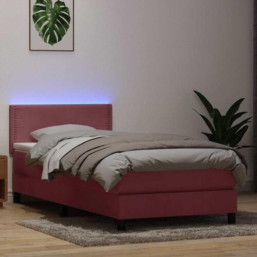 Kontinentalseng med madras lyserød 80x210 cm fløjl