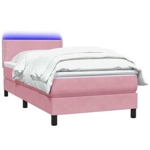 Kontinentalseng med madras lyserød 80x210 cm fløjl