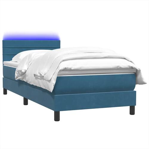Kontinentalseng med madras mørkeblå 90x220 cm fløjl
