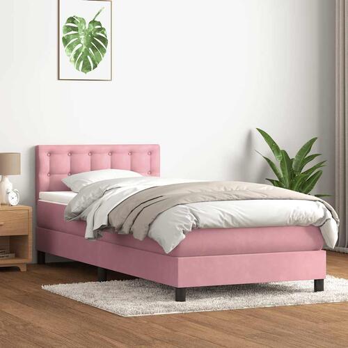 Kontinentalseng med madras lyserød 80x210 cm fløjl