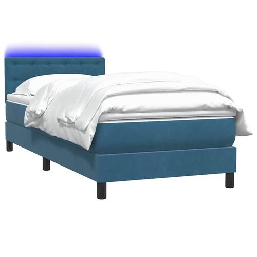 Kontinentalseng med madras mørkeblå 90x220 cm fløjl
